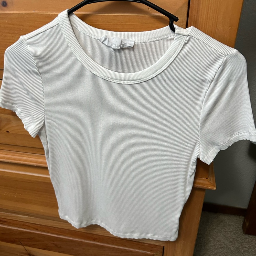 Classic White Ribbed Women's Top